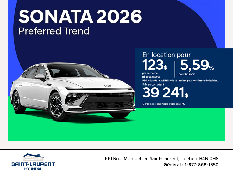 Procurez-vous le Hyundai Sonata 2026