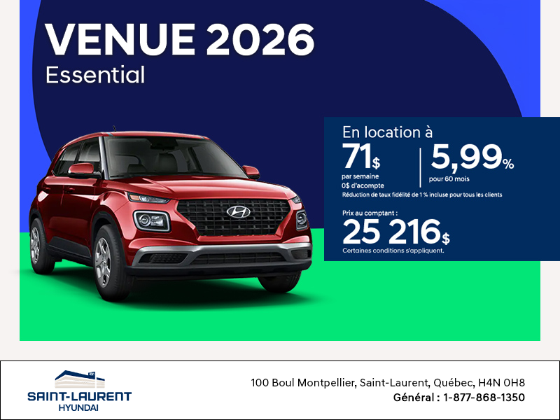 Procurez-vous le Hyundai Venue 2026