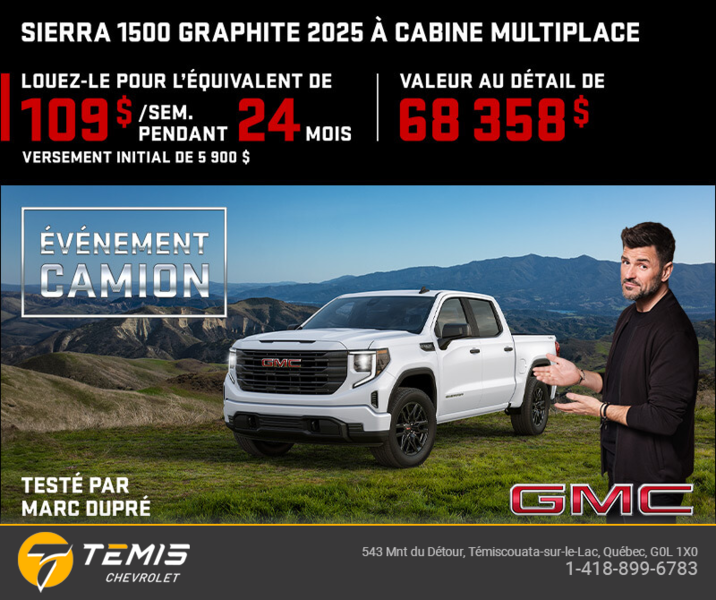 Le GMC Sierra 1500 graphite 2025 à cabine multiplace