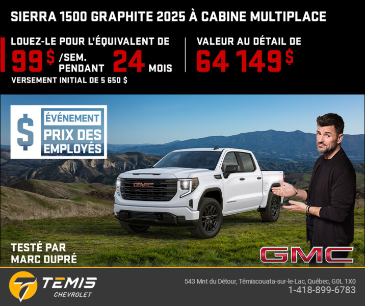 Le GMC Sierra 1500 graphite 2025 à cabine multiplace