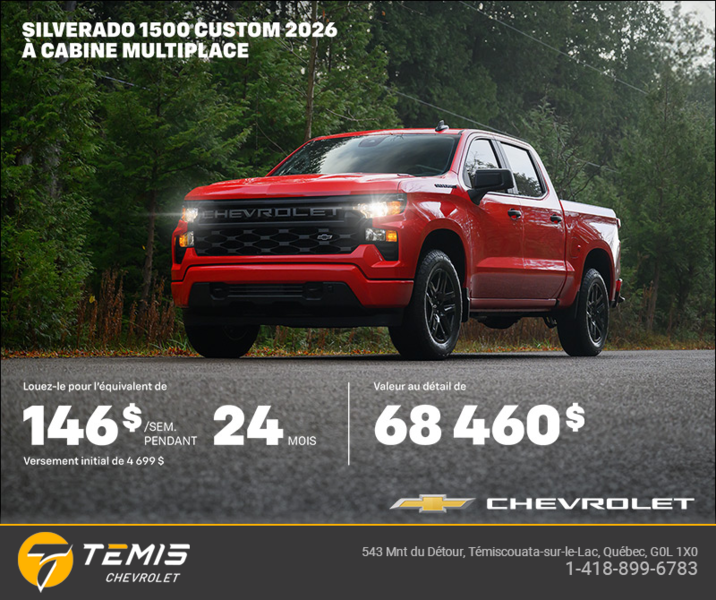 Procurez-vous le Chevrolet Silverado 1500 2026 à cabine multiplace