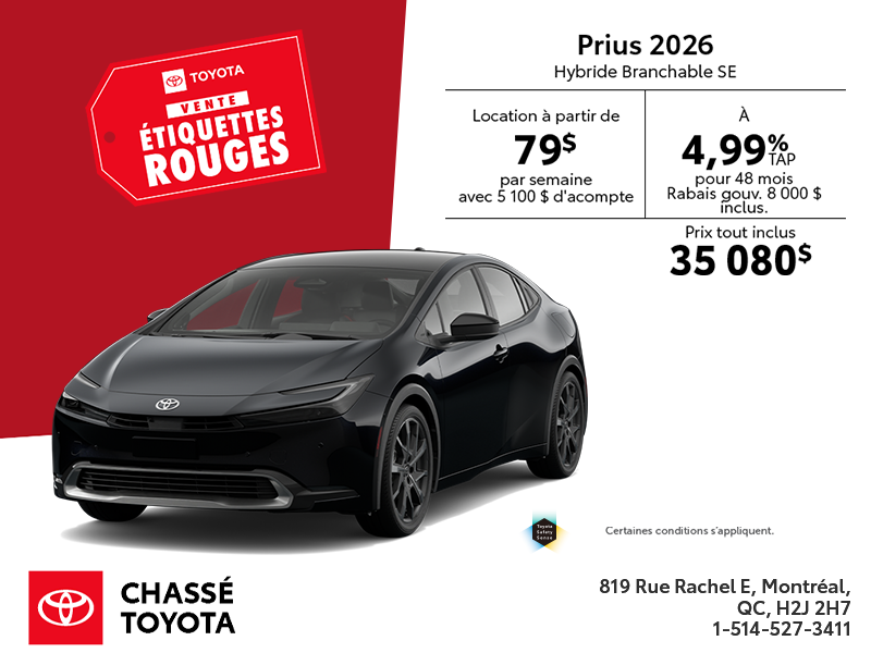 Toyota Prius Hybride Branchable SE 2026