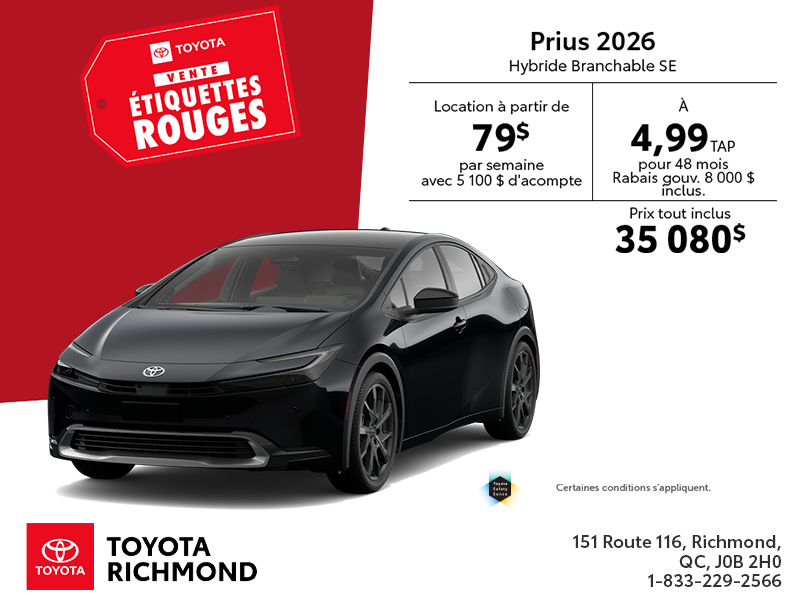 Toyota Prius Hybride Branchable SE 2026