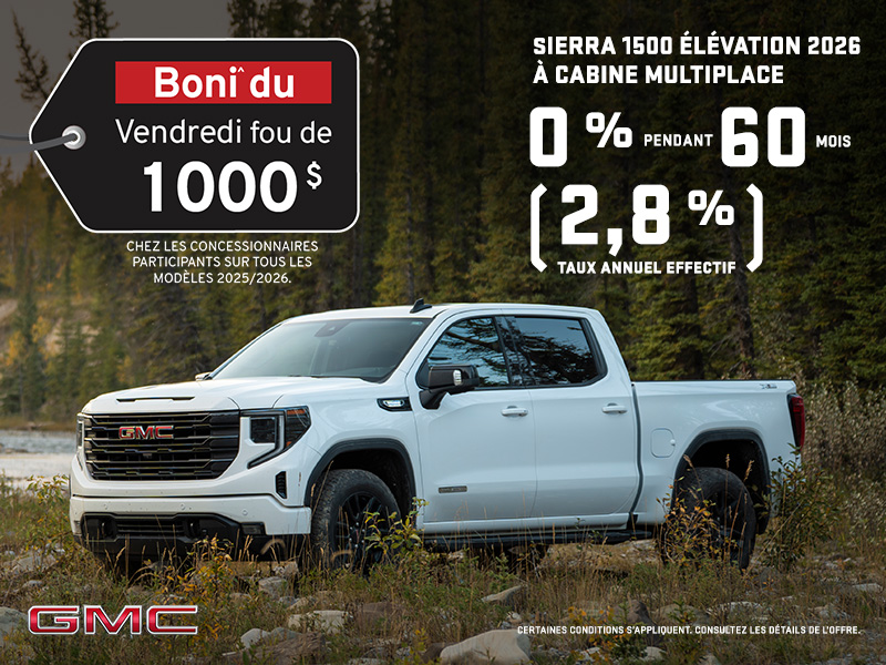 Le GMC Sierra 1500 Elevation 2026 à cabine multiplace