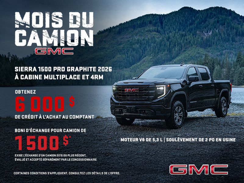 Le GMC Sierra 1500 Pro Graphite à Cabine Multiplace et 4RM