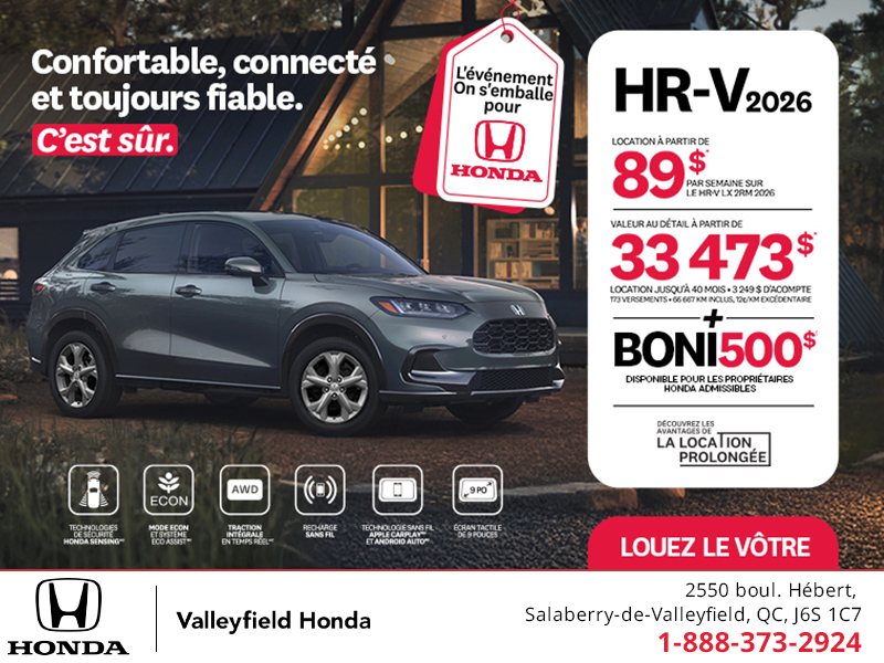 Obtenez le Honda HR-V 2026!