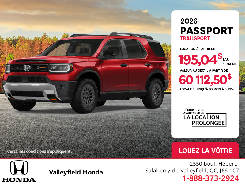 Obtenez le Honda Passport 2026 !