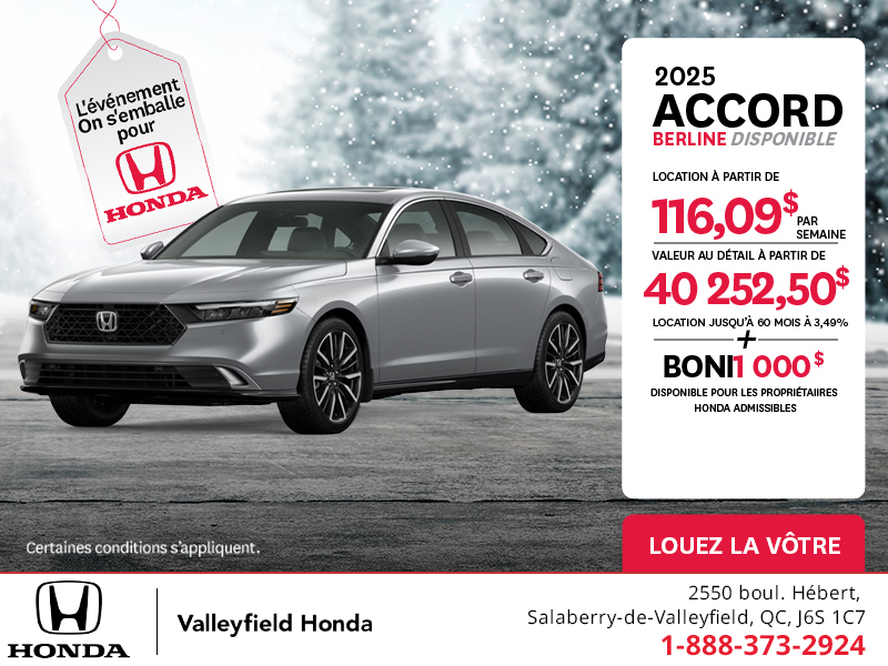 Obtenez la Honda Accord 2025 !