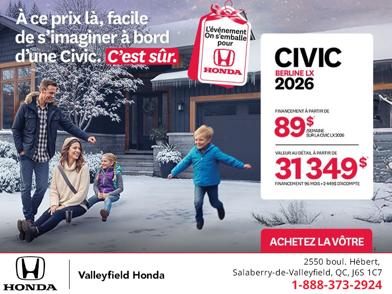 Obtenez le Honda Civic Berline 2026 !
