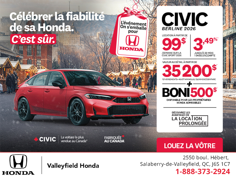 Obtenez le Honda Civic Sport 2026 !