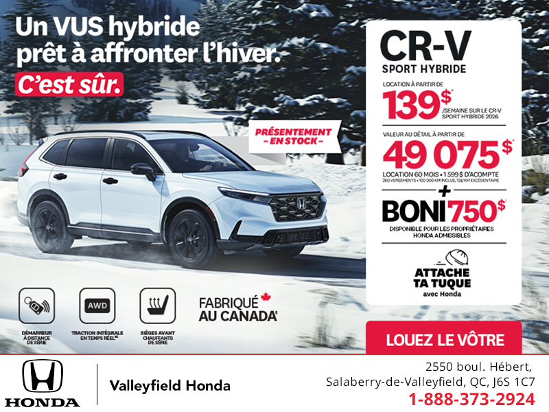 Obtenez le Honda CR-V Hybride 2026!