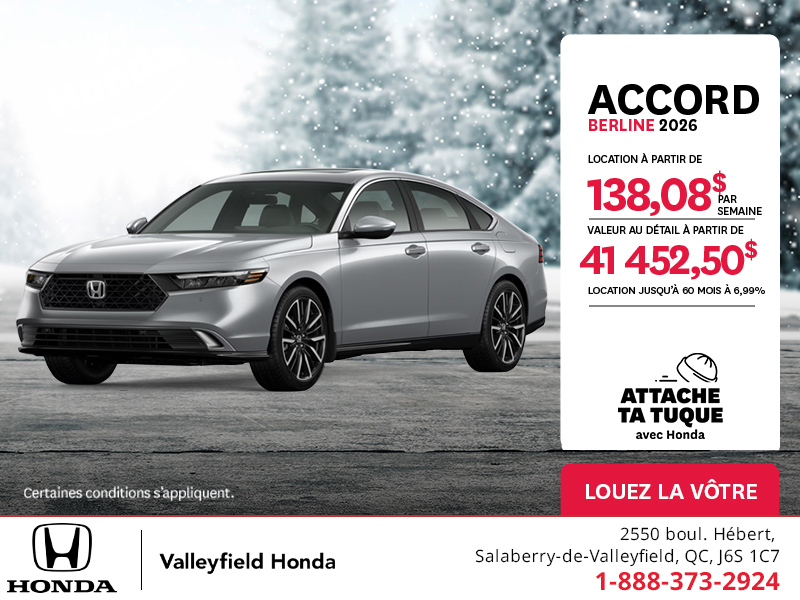Obtenez la Honda Accord 2026 !