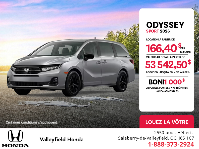 Obtenez le Honda Odyssey 2026 !