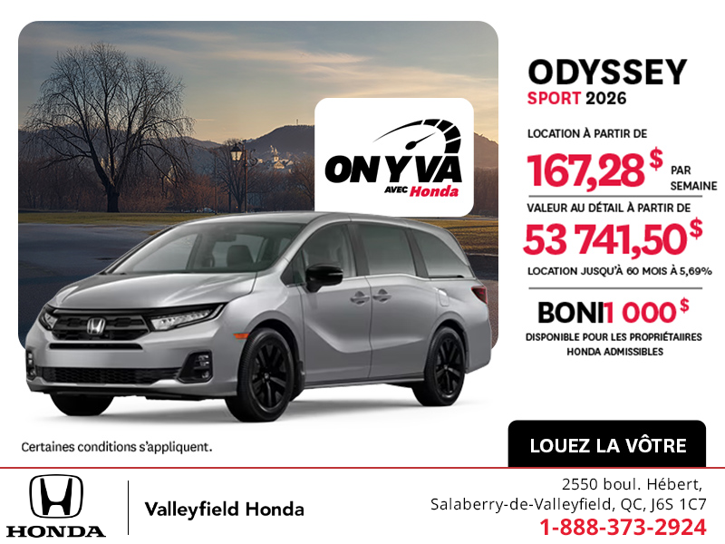 Obtenez la Honda Odyssey 2026 !