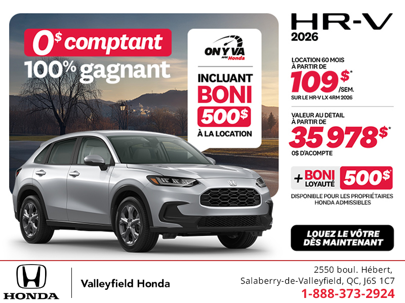 Obtenez le Honda HR-V 2026!