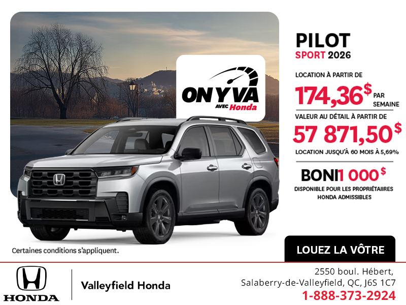 Obtenez le Honda Pilot 2026 !