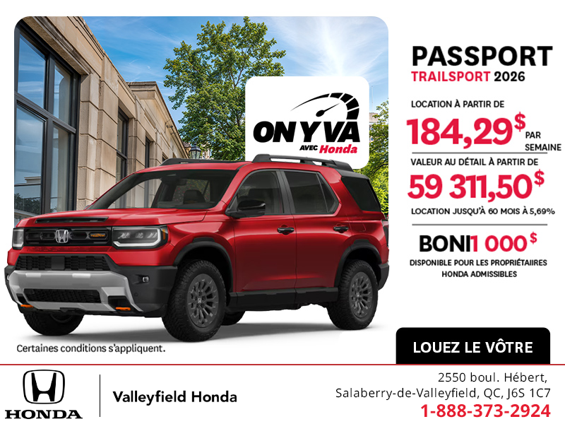 Obtenez la Honda Passport 2026 !