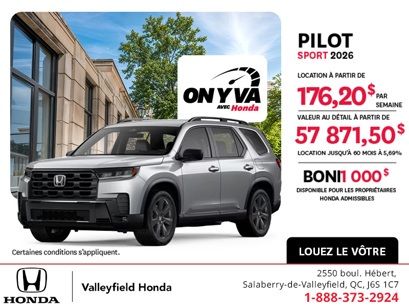 Obtenez la Honda Pilot 2026 !