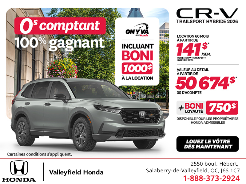 Obtenez le Honda CR-V Hybride 2026!