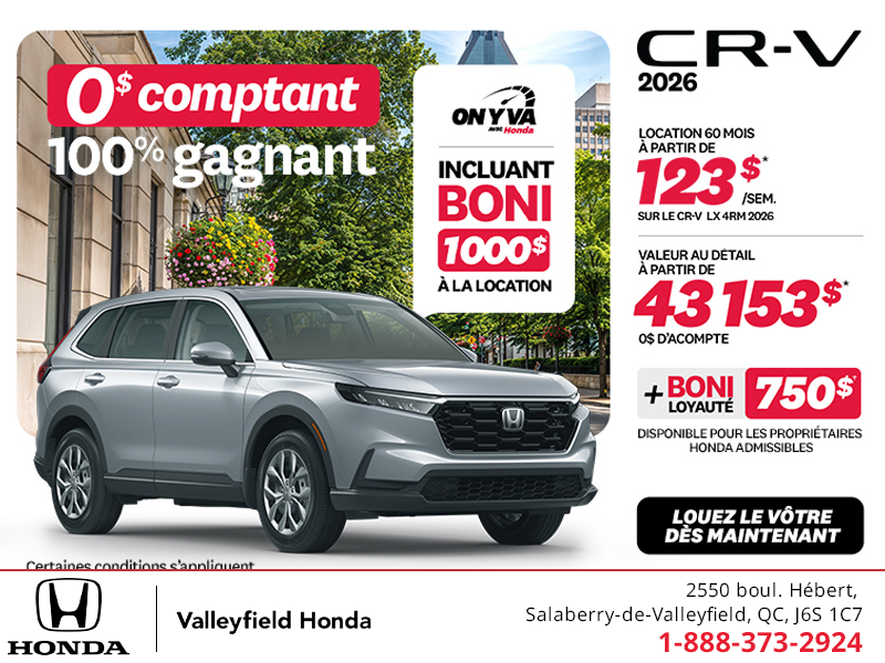 Obtenez la Honda CR-V 2026!