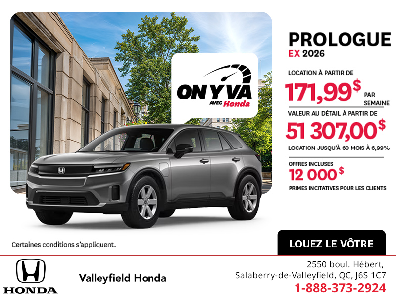 Obtenez la Honda Prologue 2026 !