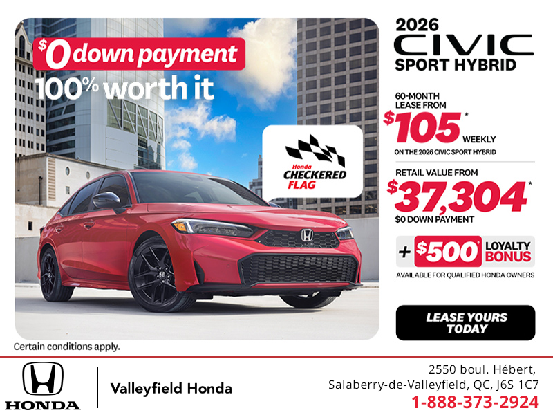 Get the 2026 Honda Civic Sedan Hybrid! 