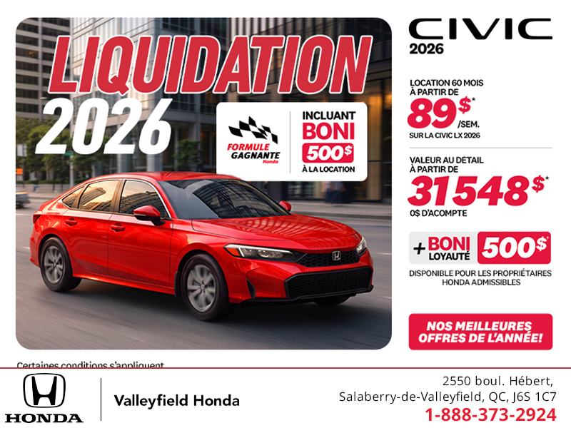 Obtenez la Honda Civic 2026 !