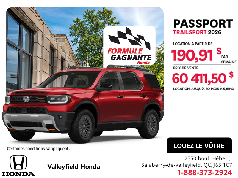Obtenez la Honda Passport 2026 !