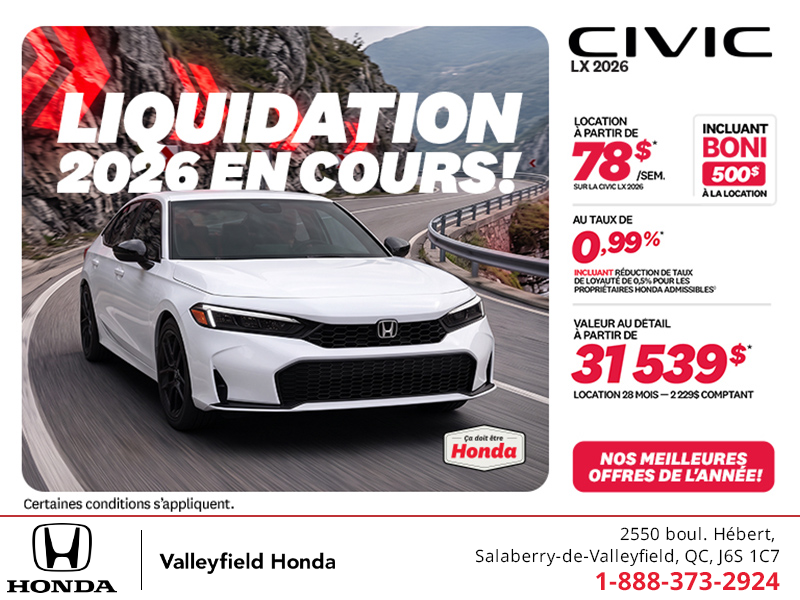 Obtenez la Honda Civic 2026 !