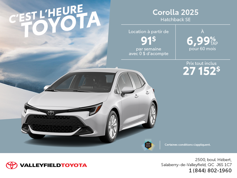 Toyota Corolla Hatchback 2025 à SalaberrydeValleyfield Valleyfield