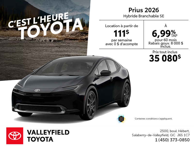 Toyota Prius Hybride Branchable SE 2026