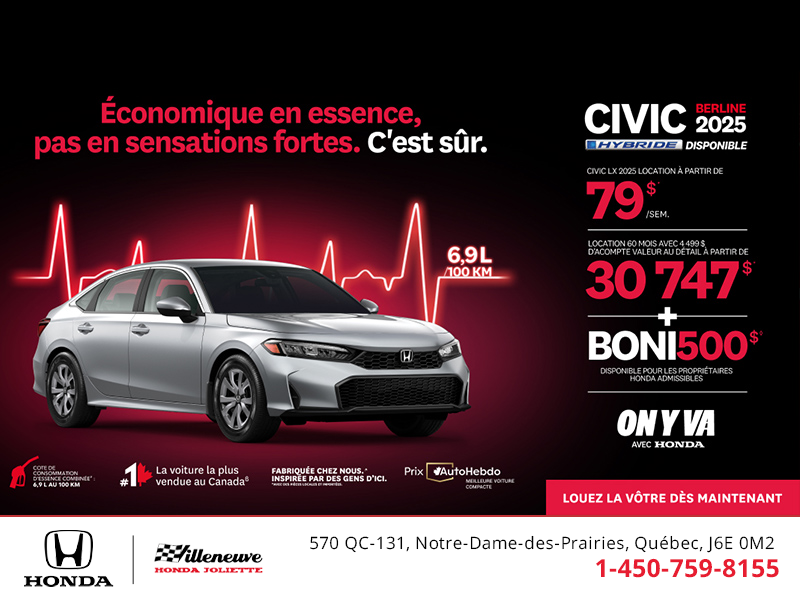 Obtenez le Honda Civic Hybride 2025 !