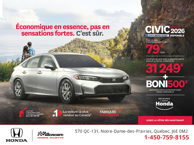 Obtenez le Honda Civic Sedan 2026 !