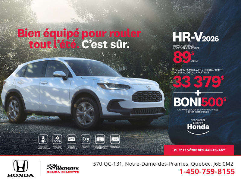 Obtenez le Honda HR-V 2026!