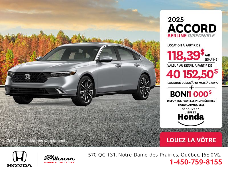 Obtenez la Honda Accord 2025 !