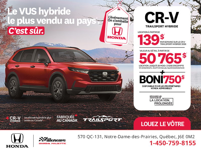 Obtenez le Honda CR-V Hybride 2026!