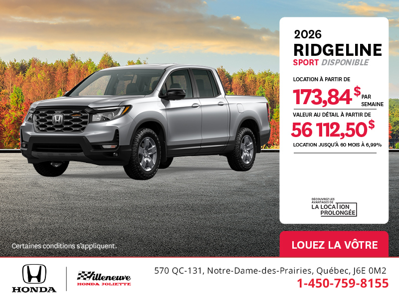 Obtenez le Honda Ridgeline 2025 !