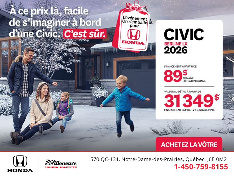 Obtenez le Honda Civic Berline 2026 !