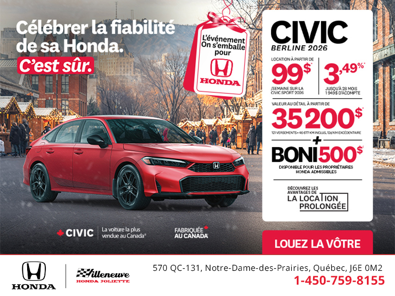 Obtenez le Honda Civic Sport 2026 !