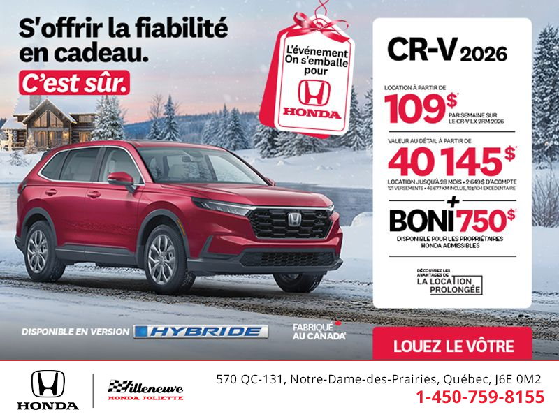 Obtenez le Honda CR-V 2026!
