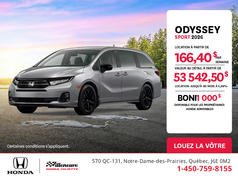Obtenez le Honda Odyssey 2026 !