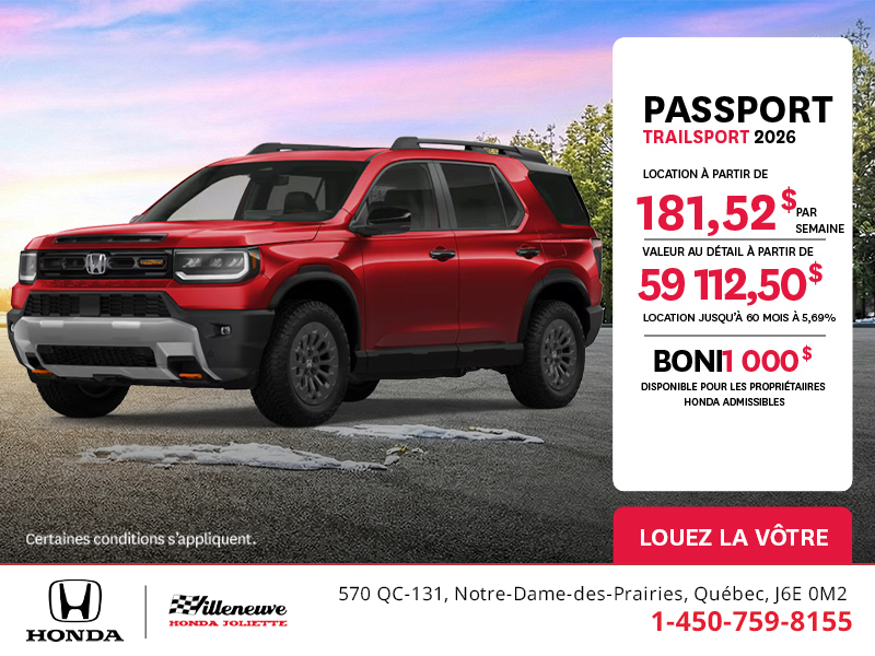 Obtenez le Honda Passport 2026 !