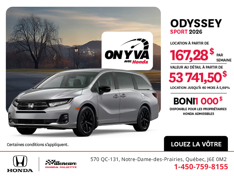 Obtenez la Honda Odyssey 2026 !
