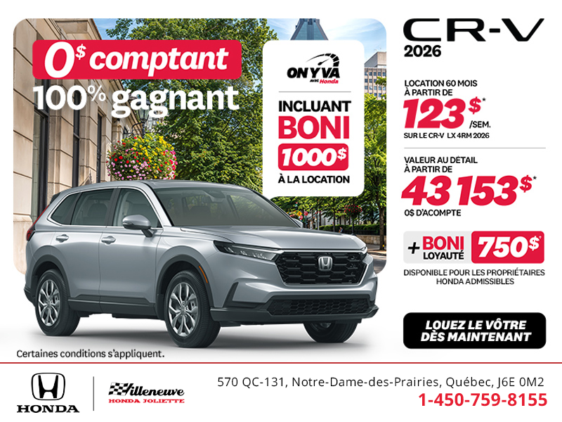 Obtenez la Honda CR-V 2026!