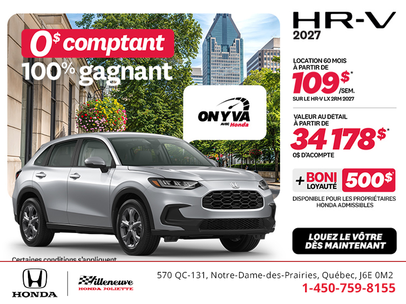 Obtenez la Honda HR-V 2027!