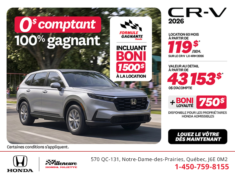 Obtenez la Honda CR-V 2026!