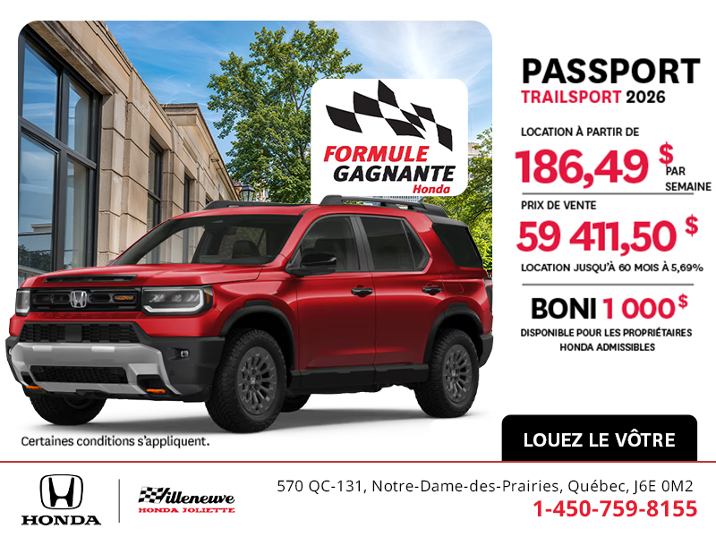 Obtenez la Honda Passport 2026 !