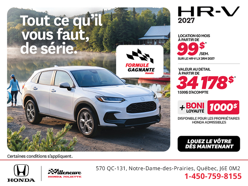 Obtenez la Honda HR-V 2027!