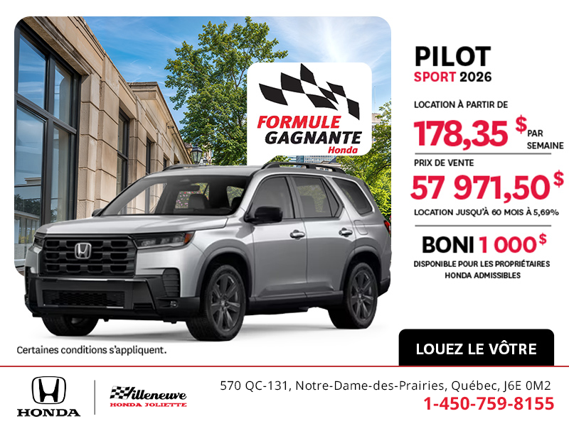 Obtenez la Honda Pilot 2026 !