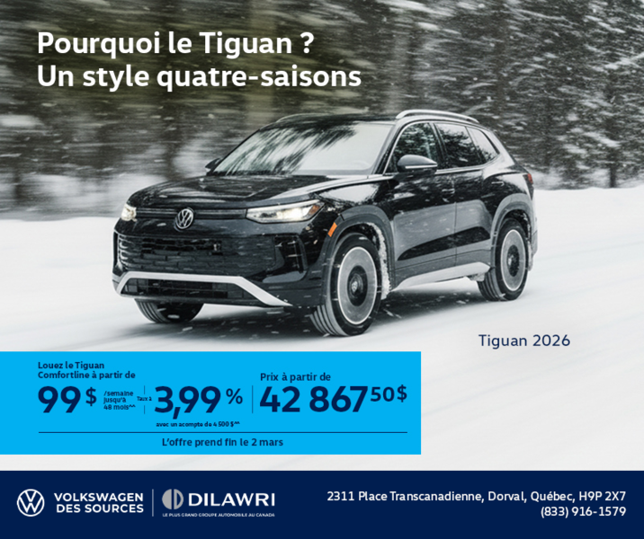 Procurez-vous le Volkswagen Tiguan 2026